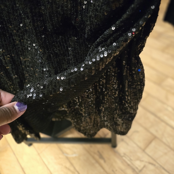 torrid Black Sequin Wrap-Style Long Sleeve Dress - Picture 9 of 9